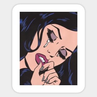 Goth Crying Comic Girl Sticker